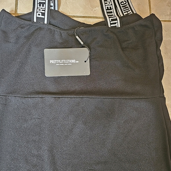 NWT PrettyLittleThing Women's Black  Strappy Bodycon Mini Dress, Size 12 - Picture 9 of 11